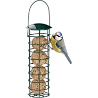 Relaxdays Comedero Pájaros Bolas de Grasa para Colgar- Hierro y Plástico- Verde Oscuro- 31 cm